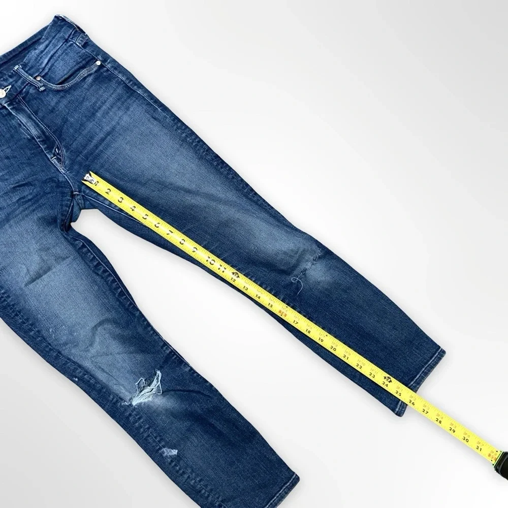 MOTHER The Looker Crop Women's Jeans Size 26 Blue Distressed Skinny Stretch
